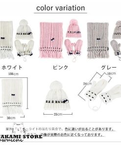 ニット帽子 マフラー 手袋 3点セット レディース 帽子 防寒 保温 シンプル 無地 リボン 可愛い 秋冬 おしゃれ カジュアル プレセント 全3色 フリーサイズ