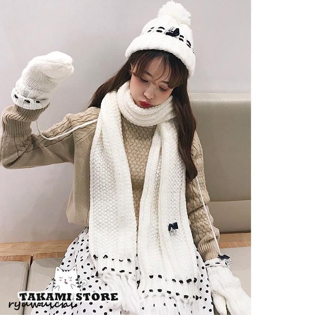 ニット帽子 マフラー 手袋 3点セット レディース 帽子 防寒 保温 シンプル 無地 リボン 可愛い 秋冬 おしゃれ カジュアル プレセント 全3色 フリーサイズ - 画像 (6)