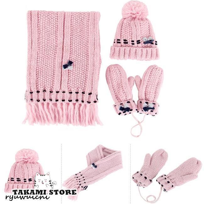 ニット帽子 マフラー 手袋 3点セット レディース 帽子 防寒 保温 シンプル 無地 リボン 可愛い 秋冬 おしゃれ カジュアル プレセント 全3色 フリーサイズ - 画像 (9)