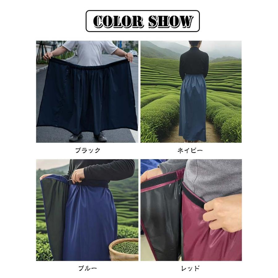 レインウェア メンズ レインスカート 夏用 男女兼用 合羽 ラップスカート 着脱簡単 軽量 カッパ 防水 自転車 ロングスカート 無地 - 画像 (6)