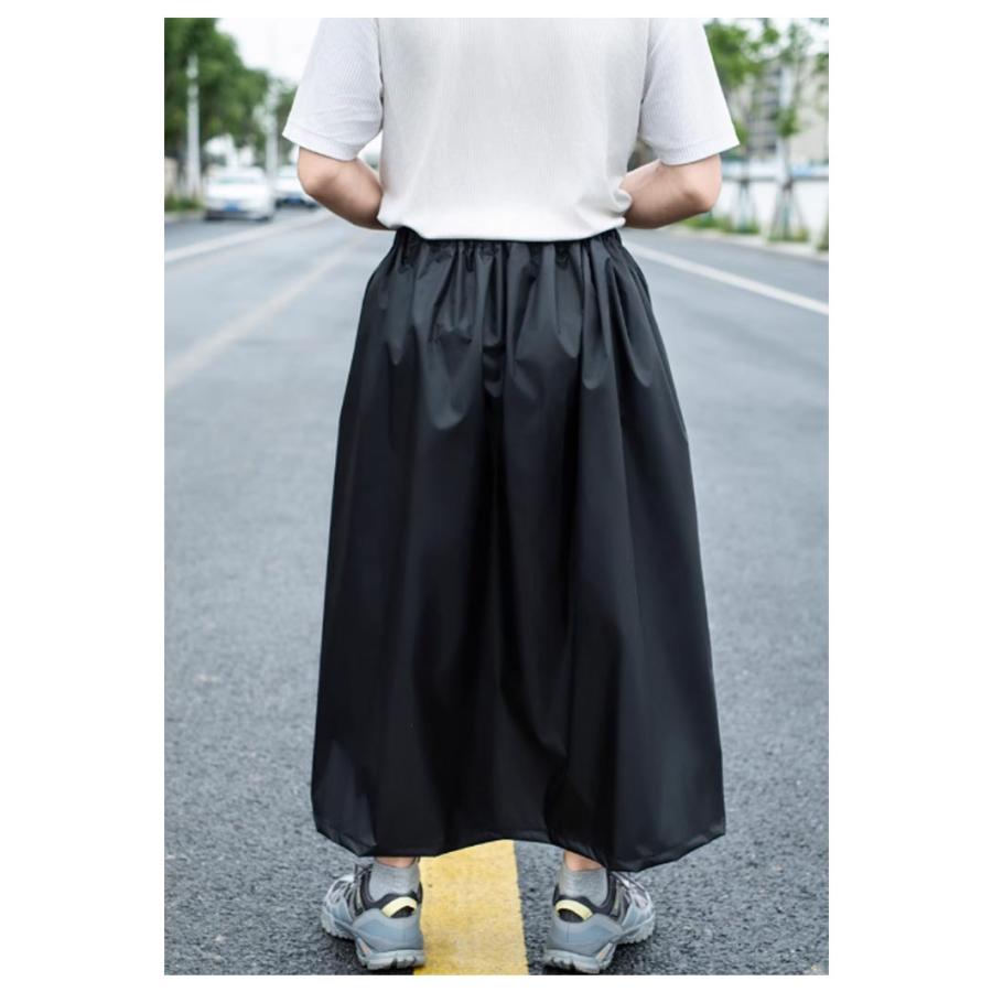 レインウェア メンズ レインスカート 夏用 男女兼用 合羽 ラップスカート 着脱簡単 軽量 カッパ 防水 自転車 ロングスカート 無地 - 画像 (9)
