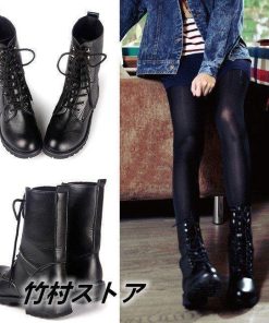 【値下げ】ショートブーツ レディース 太ヒール レースアップ 編み上げブーツ ブーティ 美脚 おしゃれ 黒 歩きやすい カジュアル 通勤 通学 靴