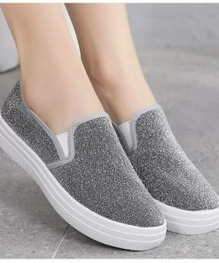 【値下げ】スニーカーレディーススリッポンキャンバススニーカー厚底スリッポンフラットシューズシューズローカットスニーカー黒カジュアルフラット春秋