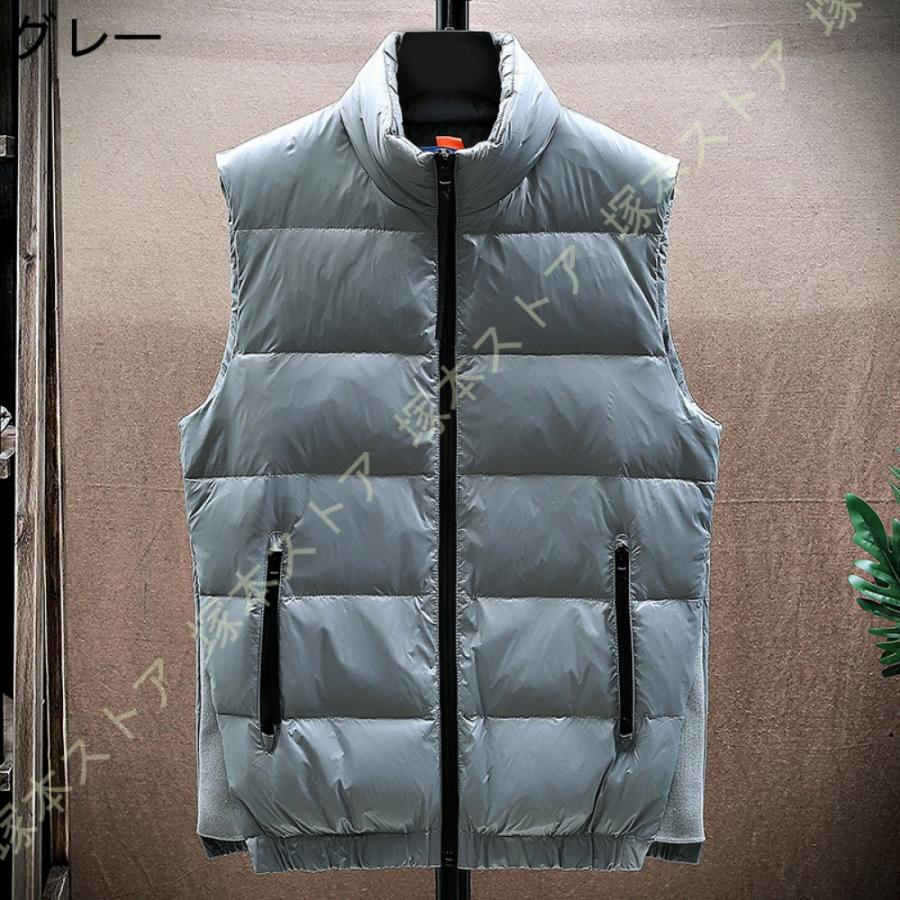 ダウンベスト メンズ 中綿ベスト 軽量 防寒 立ち襟 無地 ジャケット ベスト 春 秋 冬 インナーダウン アウター カジュアル ジップアップ