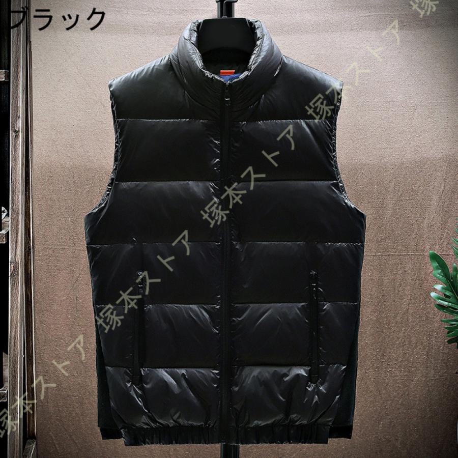 ダウンベスト メンズ 中綿ベスト 軽量 防寒 立ち襟 無地 ジャケット ベスト 春 秋 冬 インナーダウン アウター カジュアル ジップアップ - 画像 (2)