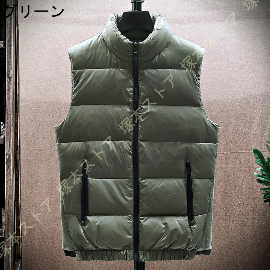 ダウンベスト メンズ 中綿ベスト 軽量 防寒 立ち襟 無地 ジャケット ベスト 春 秋 冬 インナーダウン アウター カジュアル ジップアップ - 画像 (3)