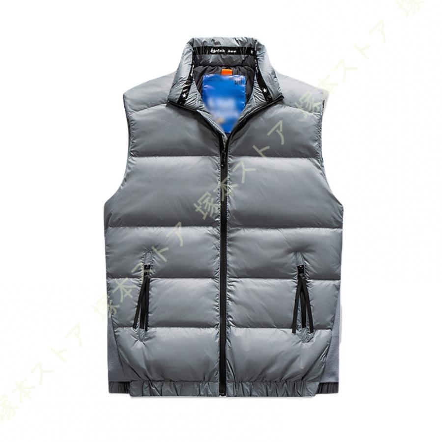 ダウンベスト メンズ 中綿ベスト 軽量 防寒 立ち襟 無地 ジャケット ベスト 春 秋 冬 インナーダウン アウター カジュアル ジップアップ - 画像 (4)