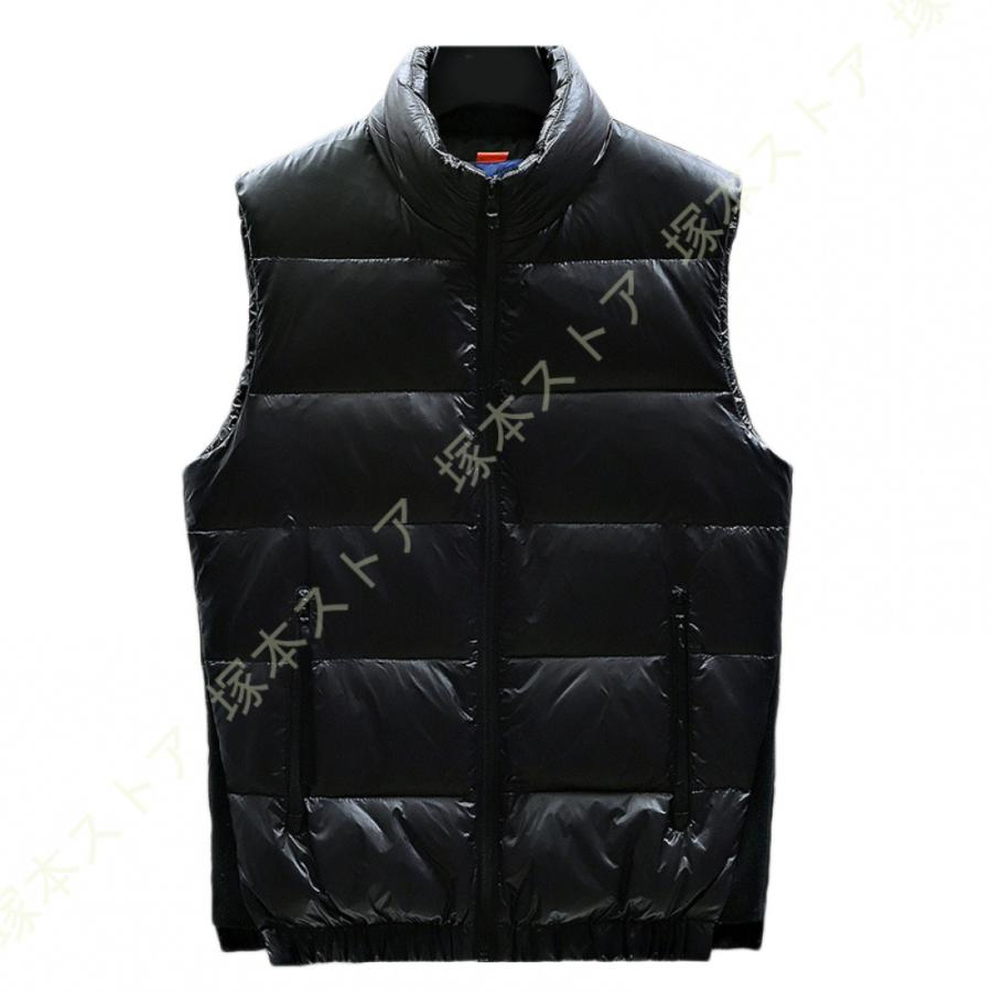 ダウンベスト メンズ 中綿ベスト 軽量 防寒 立ち襟 無地 ジャケット ベスト 春 秋 冬 インナーダウン アウター カジュアル ジップアップ - 画像 (6)