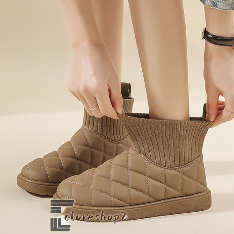 ムートンブーツ レディース ショートブーツ 防水 あったか 裏起毛 防寒靴 靴 ぺたんこ 歩きやすい 痛くない 疲れない 暖かい 軽量 幅広 冬 - 画像 (3)