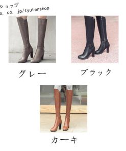 ロングブーツ ブーツレディース ハイヒール 太めヒール おしゃれ パーティー 成人式 披露宴 美脚 大きいサイズ 通勤20代30代40代 サイドファスナー シューズ