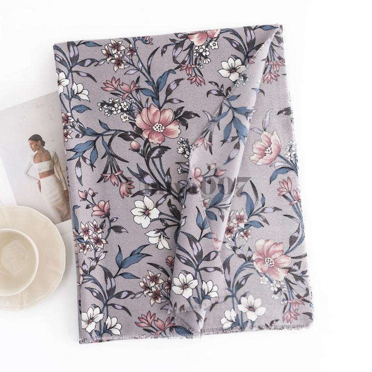 ストール ボタニカル フラワー柄 防寒 秋冬 カシミヤ タッチ 肩掛け ひざ掛け ショール 大判 レディース