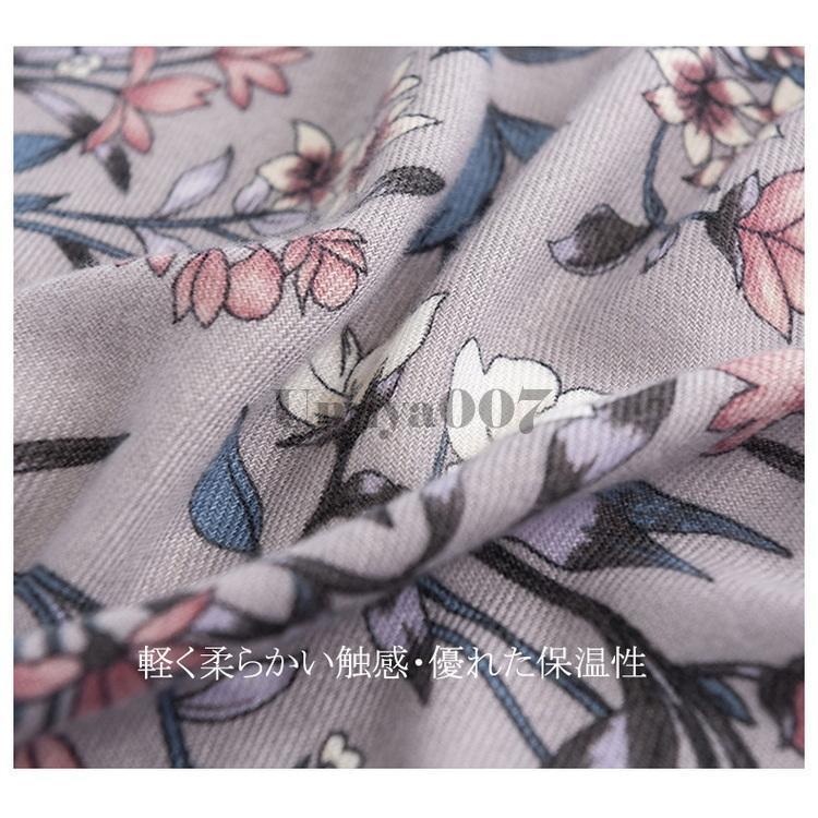 ストール ボタニカル フラワー柄 防寒 秋冬 カシミヤ タッチ 肩掛け ひざ掛け ショール 大判 レディース - 画像 (5)