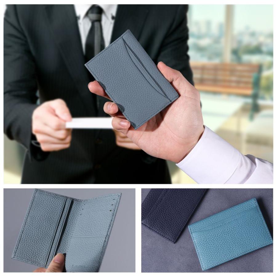 本革 名刺入れ 二つ折 カードケース シンプル メンズ レディース パスケース ギフト プレゼント 牛革 薄型 スリム オリジナル hanatora - 画像 (2)