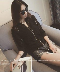 ブルゾンレディースジャケットレース透け編み無地SMXLXXLホワイトブラックトップスアウターMS