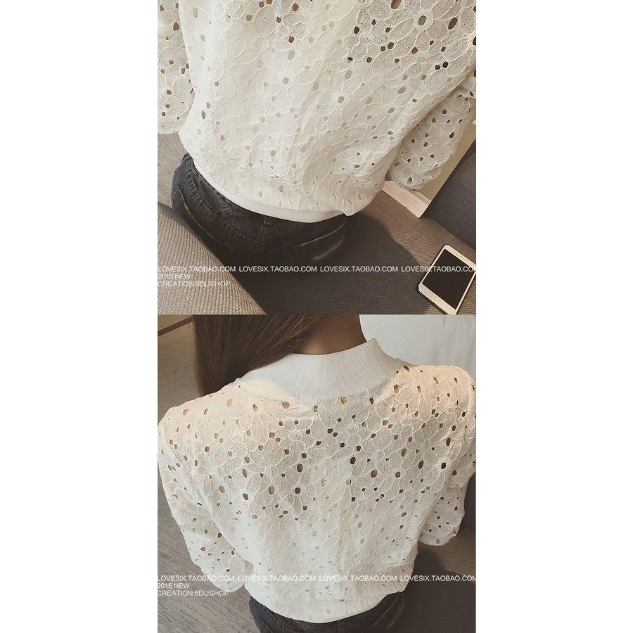 ブルゾンレディースジャケットレース透け編み無地SMXLXXLホワイトブラックトップスアウターMS - 画像 (5)