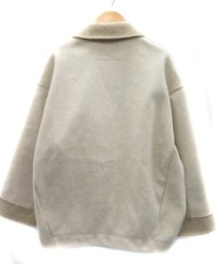 GLOBAL WORK グローバルワーク ステンカラーコート ショート丈 ジップアップ 無地 オーバーサイズ F オフホワイト /YK5 レディース