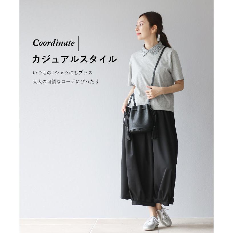 Vieo つけ襟 付け襟 つけえり 付けえり 襟 グレー 刺繍 アクセサリー レディース ミセス 婦人服 ヴィオ 40代 50代 60代 フリーサイズ - 画像 (5)