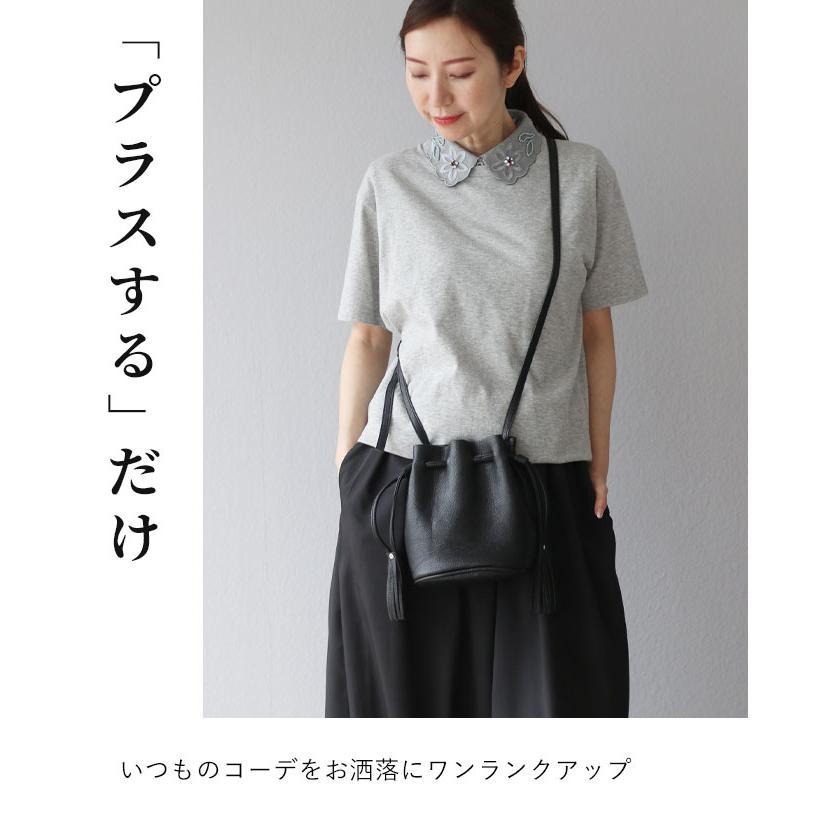 Vieo つけ襟 付け襟 つけえり 付けえり 襟 グレー 刺繍 アクセサリー レディース ミセス 婦人服 ヴィオ 40代 50代 60代 フリーサイズ - 画像 (6)