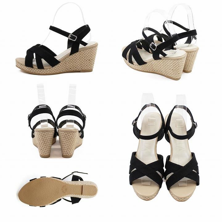VIVIAN 爆買 サンダル レディース 厚底 Vivian ウェッジソール アンクルストラップ ワンピース 厚底サンダル ブラック 黒 白 痛くない 歩きやすい 旅行 リゾート ZOZO - 画像 (2)
