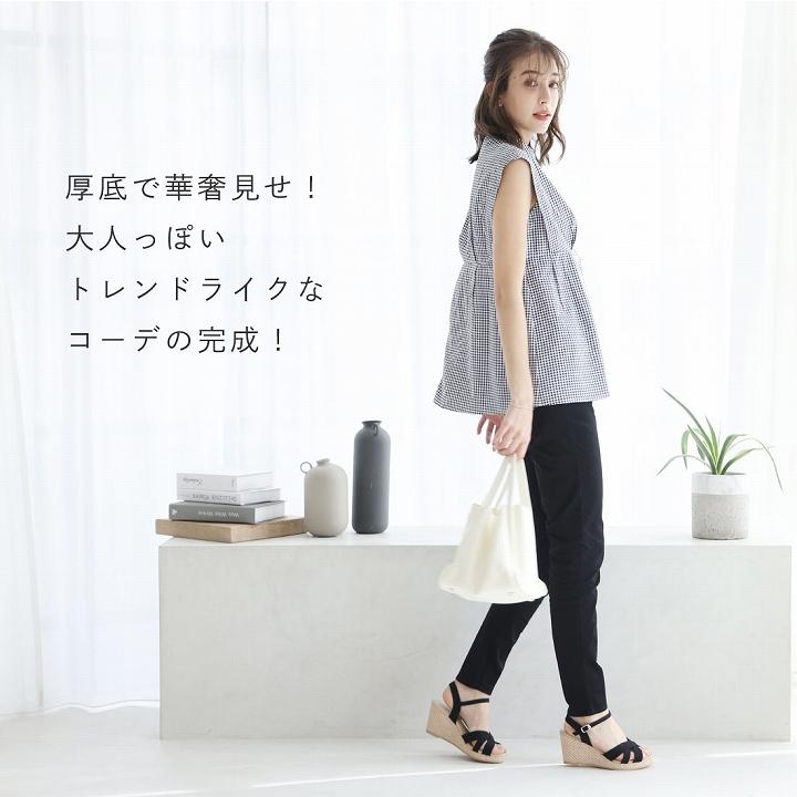 VIVIAN 爆買 サンダル レディース 厚底 Vivian ウェッジソール アンクルストラップ ワンピース 厚底サンダル ブラック 黒 白 痛くない 歩きやすい 旅行 リゾート ZOZO - 画像 (5)