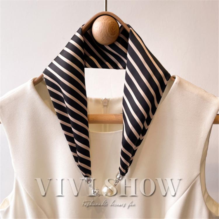 2点セット レディース スカーフ ネックスカーフ ワンポイント シンプル 細身 アクセント おしゃれ - 画像 (2)