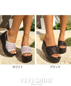 レディース 厚底 サンダル  ウェッジソールサンダル 春夏 ミュール 刺繍 花柄 フラワー メッシュ 無地 つっかけ 歩きやすい