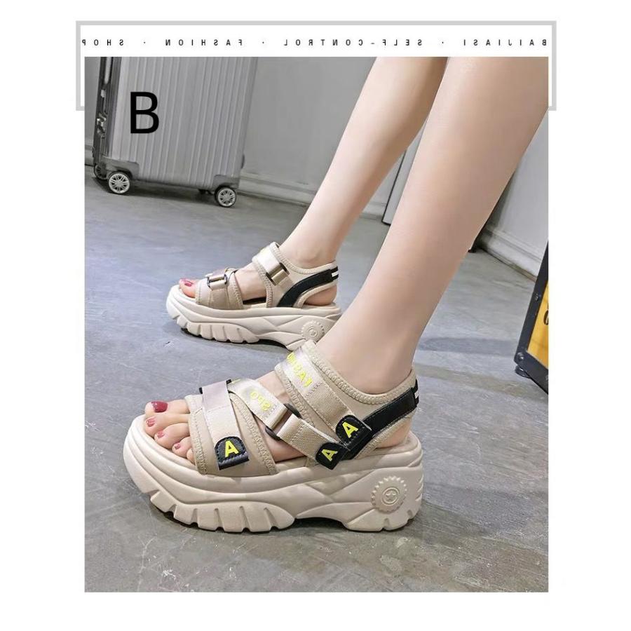 レディース 2020SNS INS 大人気 7cm厚底 スポーツサンダル 歩きやすい - 画像 (4)