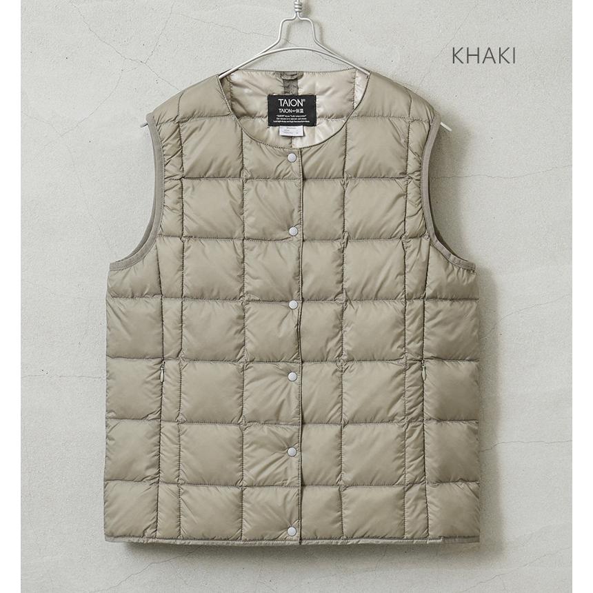 TAION タイオン TAION-W004 クルーネックボタン インナーダウンベスト WOMAN レディース ダウンジャケット ブランド【E9】【Sx】【T】 - 画像 (3)