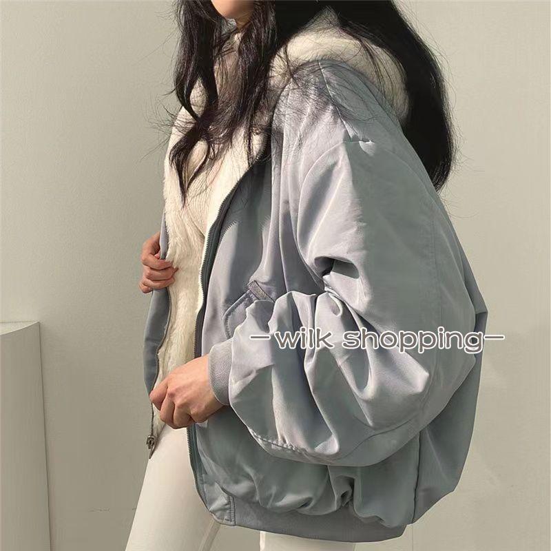 ブルゾン 両面兼用 裏ボア 裏起毛 パーカー レディース M-2XL対応 防風 防寒 ボアパーカー トップス 羽織り 上着 長袖 大きいサイズ ゆったり 秋冬 - 画像 (8)