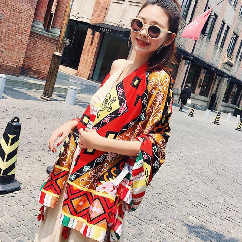 ストール レディース 春 夏 スカーフ マフラー 大判 肩掛け お洒落 冷房 対策 首元 日よけ ブランケット W-561 - 画像 (6)