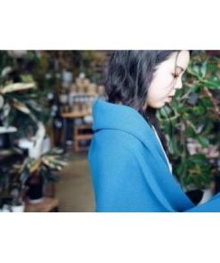 ふるさと納税 五泉市 「CLEMATIS」リバーシブル和紙ストール 折り返しポケット(ブルー)