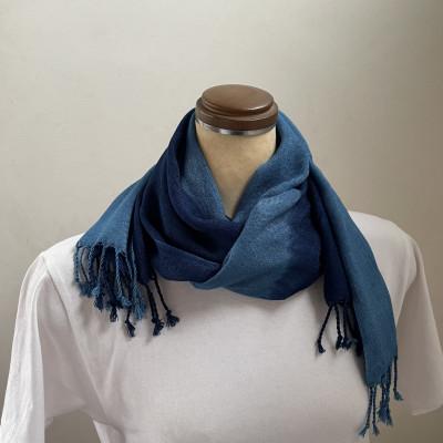 ふるさと納税 天理市 藍染めストール yamanobe(2) 約36cm×155cm フリンジあり