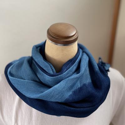 ふるさと納税 天理市 藍染めストール yamanobe(2) 約36cm×155cm フリンジあり - 画像 (2)