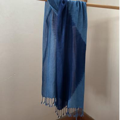 ふるさと納税 天理市 藍染めストール yamanobe(2) 約36cm×155cm フリンジあり - 画像 (3)