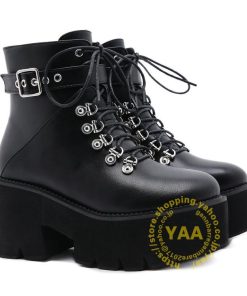 ブーツ レディース 厚底ブーツ 太ヒール レースアップ ミリタリーブーツ ブラック 歩きやすい 母の日 ホワイトデー 2025