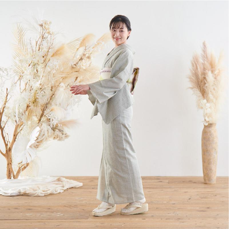 阿波しじら 反物 無地 柳 13m 女性用 しじら織 夏着物 ゆかた 木綿 お仕立て可 普段着 湯通し済み グレーグリーン 着付け 着物 浴衣 和装 オリジナルカラー - 画像 (4)