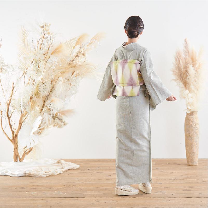 阿波しじら 反物 無地 柳 13m 女性用 しじら織 夏着物 ゆかた 木綿 お仕立て可 普段着 湯通し済み グレーグリーン 着付け 着物 浴衣 和装 オリジナルカラー - 画像 (5)