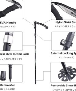 トレッキングポール 折りたたみ 登山ストック ウォーキングポール 軽量アルミ製 コンパクト 収納バッグ付属品付き