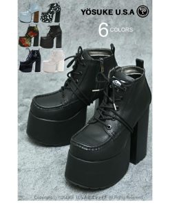YOSUKE 公式SHOP特典キズ補修液付 / ヨースケ 厚底 レースアップブーツ レディース 歩きやすい 14cmヒール