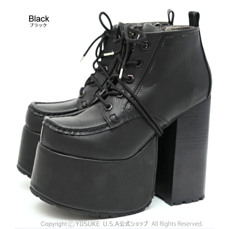 YOSUKE 公式SHOP特典キズ補修液付 / ヨースケ 厚底 レースアップブーツ レディース 歩きやすい 14cmヒール - 画像 (3)