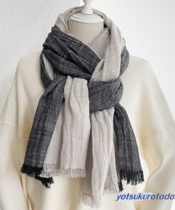 ストール  マフラー 綿麻風 春夏秋 防寒 肩掛け ひざ掛け ショール 着物 羽織 レディース メンズ 200ｘ90cm