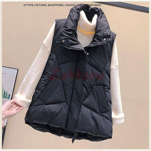 レディースベスト 秋冬 ダウンベスト レディース 中綿ベスト ポケット付き ダウンジャケット アウター トップス 暖かい 防風防寒 - 画像 (5)