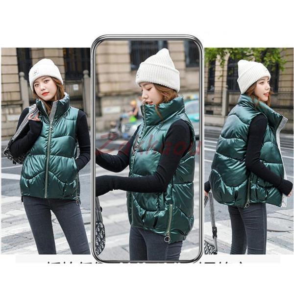 レディースベスト 秋冬 ダウンベスト レディース 中綿ベスト 撥水 ポケット付き ダウンジャケット アウター トップス 暖かい 防風防寒 - 画像 (9)