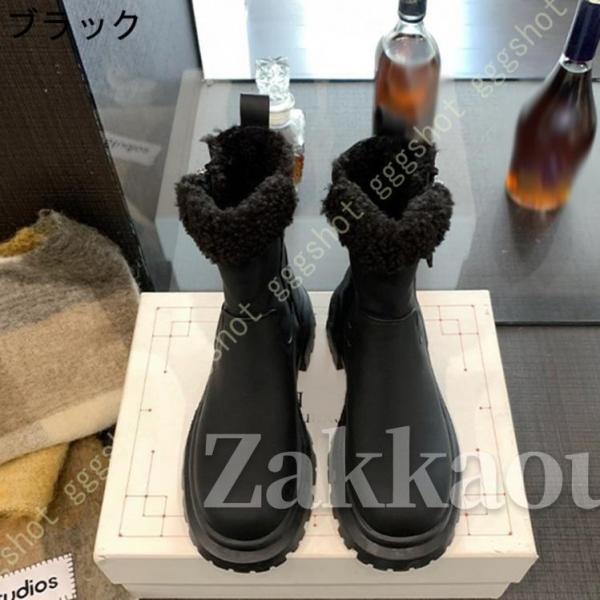 防寒 あったか ブーツ 厚底 レディース ショート スノーブーツ ムートン 軽量 裏起毛 防寒靴 防滑 コンフォートシューズ 歩きやすい 痛くない - 画像 (3)