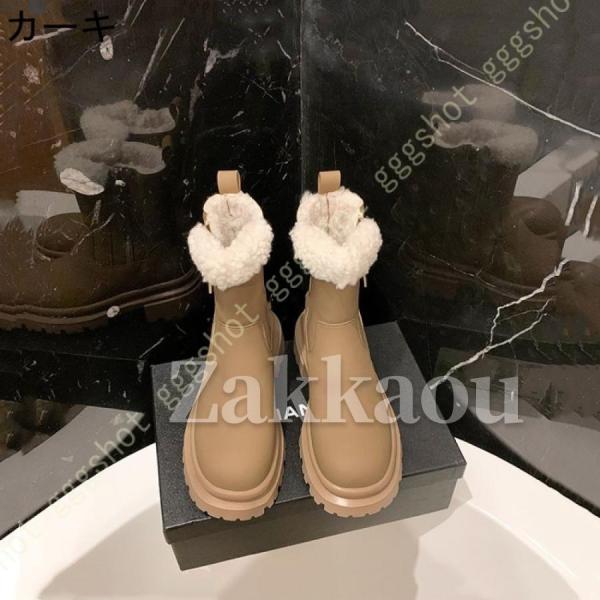 防寒 あったか ブーツ 厚底 レディース ショート スノーブーツ ムートン 軽量 裏起毛 防寒靴 防滑 コンフォートシューズ 歩きやすい 痛くない - 画像 (5)