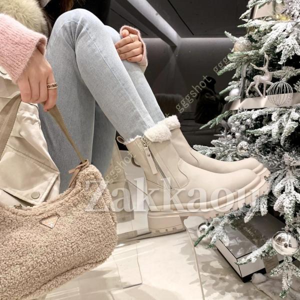 防寒 あったか ブーツ 厚底 レディース ショート スノーブーツ ムートン 軽量 裏起毛 防寒靴 防滑 コンフォートシューズ 歩きやすい 痛くない - 画像 (9)