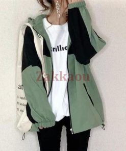 マウンテンパーカー レディース ブルゾン バイカラー 配色 ライトアウター ジャケット フード付き カジュアル ゆったり 軽量 秋冬 ストリート系